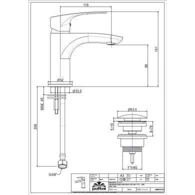 Miscelatore Lavabo Lime Paffoni cromo con scarico automatico da 1"1/4