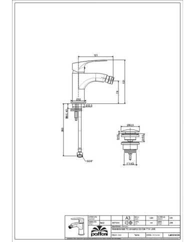 Miscelatore Bidet Lime Paffoni cromo con scarico automatico da 1"1/4