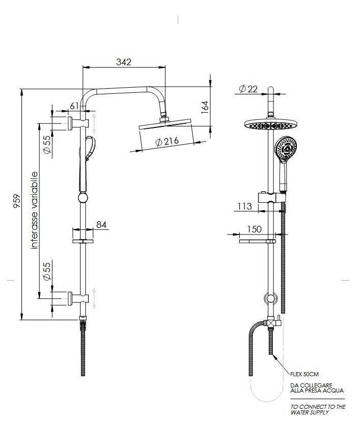 Set Colonna doccia 332 Tonda