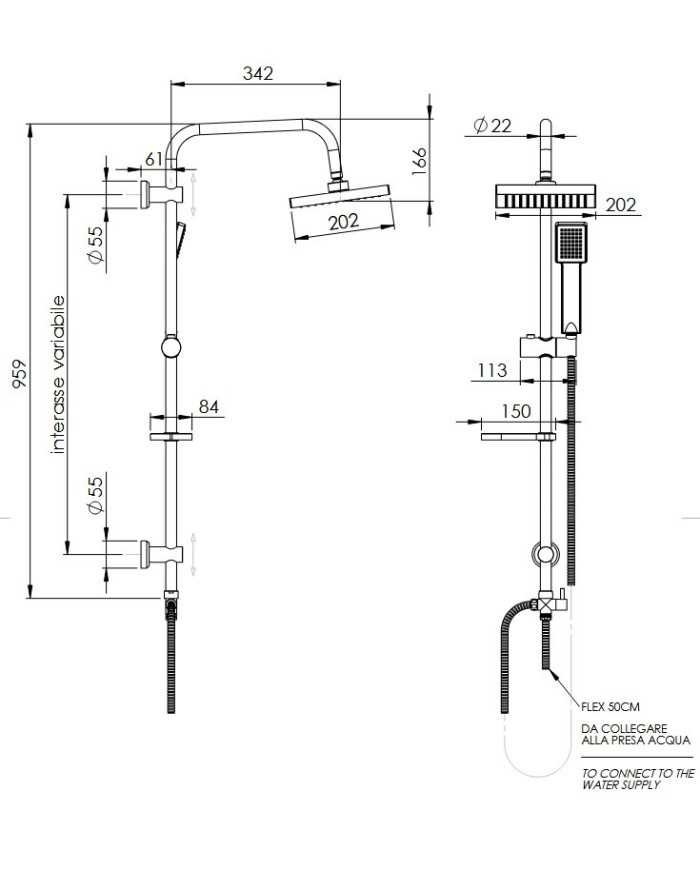 Set Colonna doccia 332 Quadra